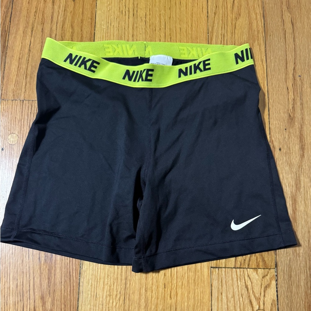 Nike Black Shorts with Yellow Waistband